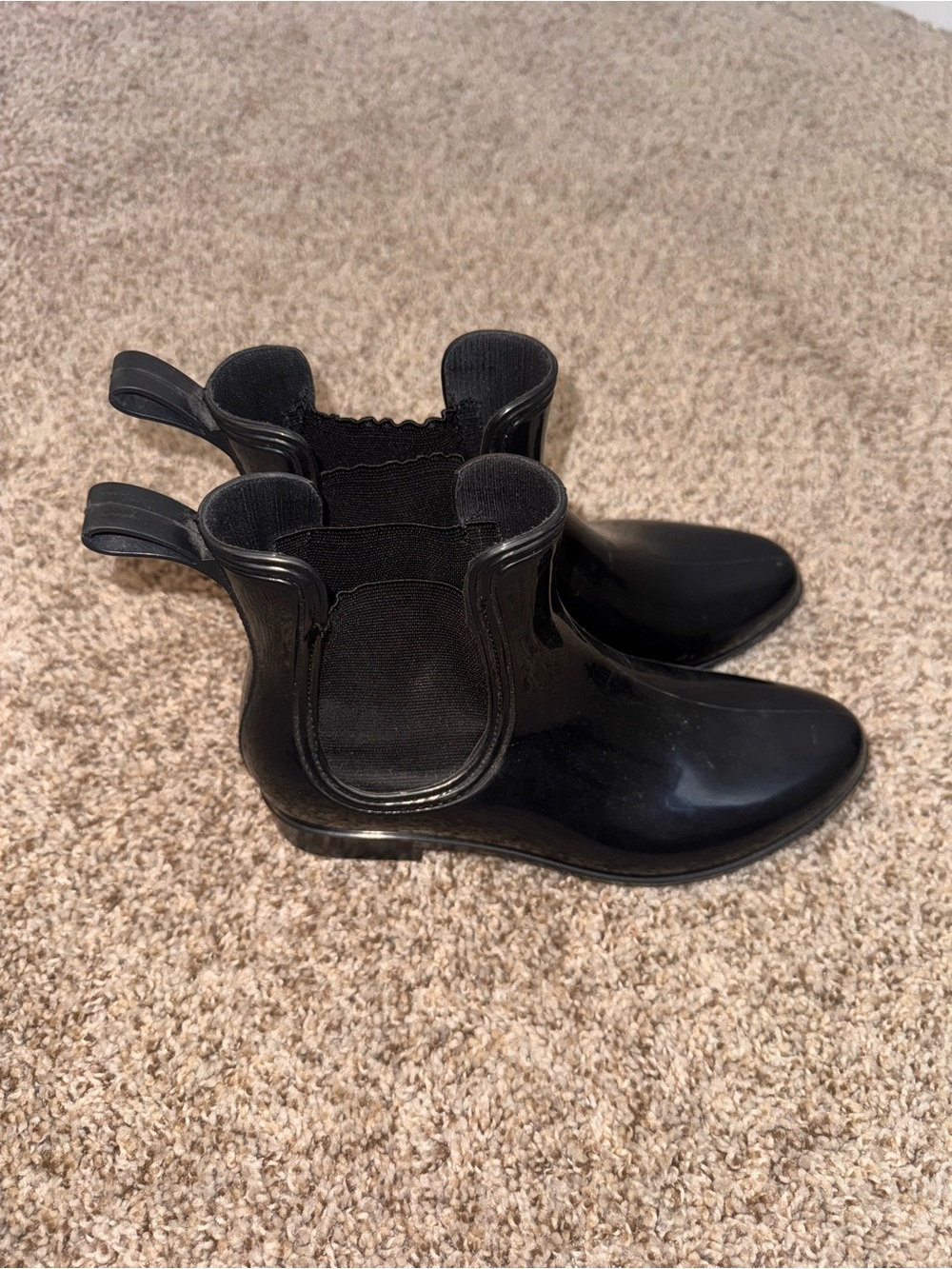 Black Glossy Chelsea Rain Boots